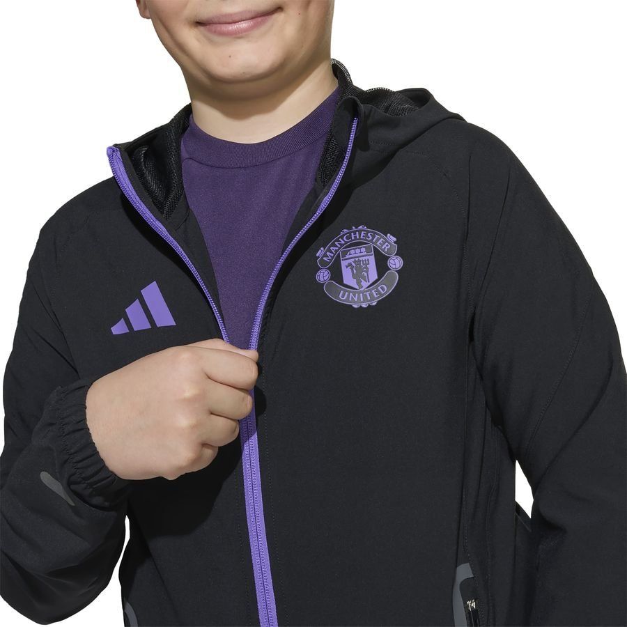 Manchester United Training Jacket Tiro 25 Competition Vis Tech Travel - Black/Purple Rush Kids-SoccerKits Hub | Buy Soccer Jerseys Online